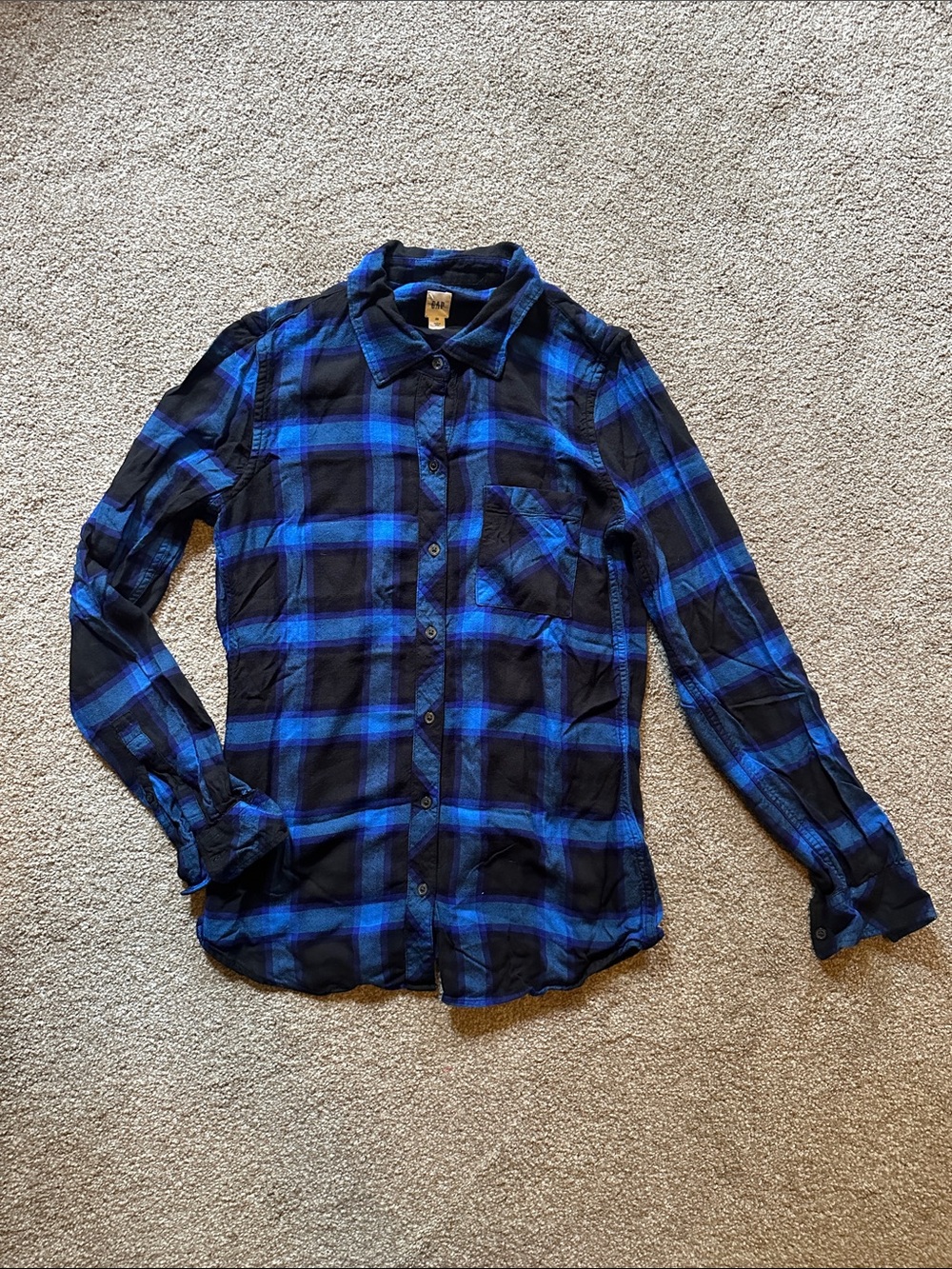 GAP Plaid Button-Up Shirt Sz XS black purple blue
